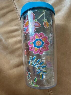 Tervis Blue-Lid Floral Acrylic Tumbler - Reusable Drink Cup